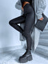 Black, BASIC imitation leather trousers "-5kg" C56-1